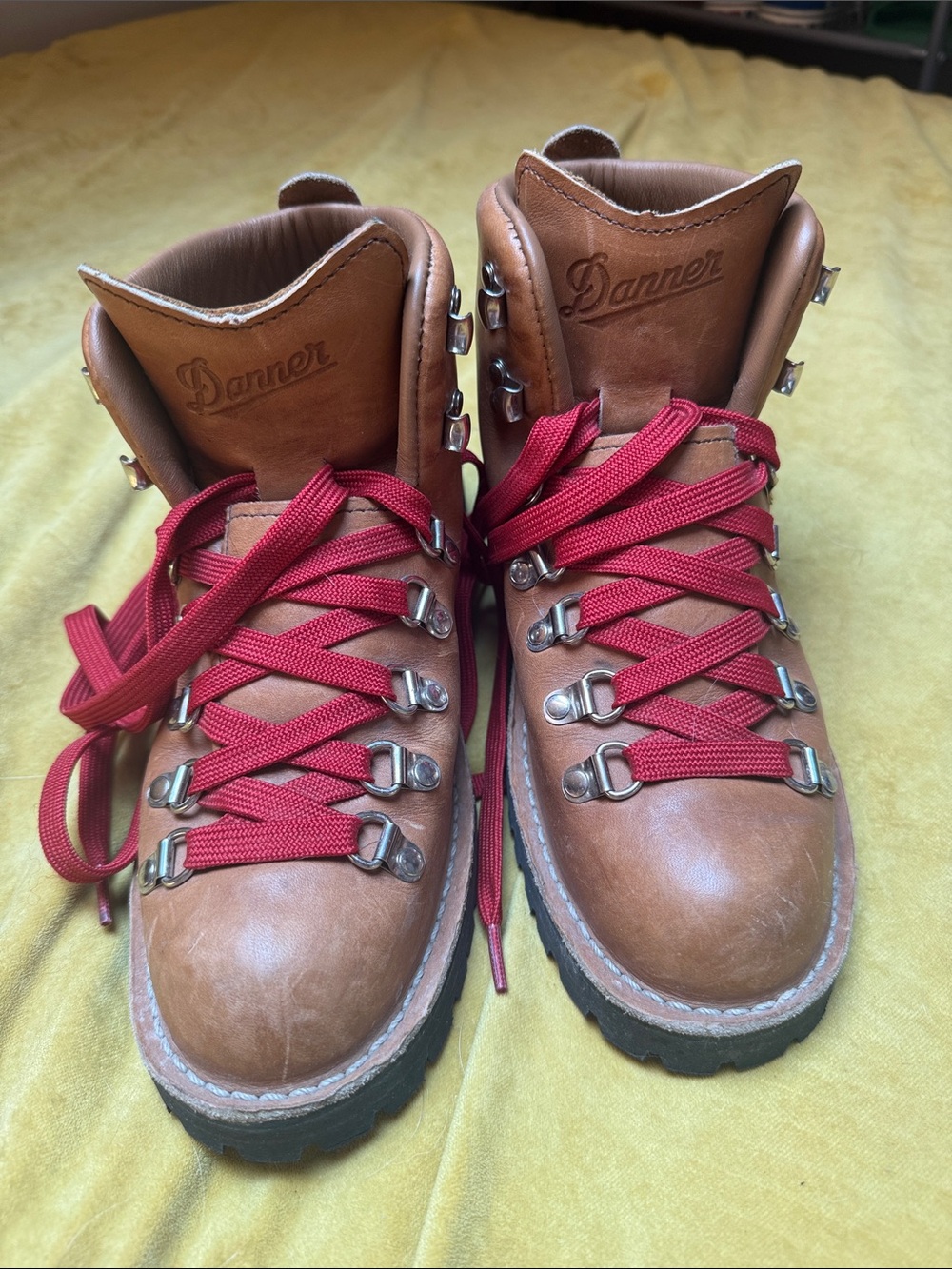 Danner Women's Brown Leather Lace-Up Boots with Red Laces